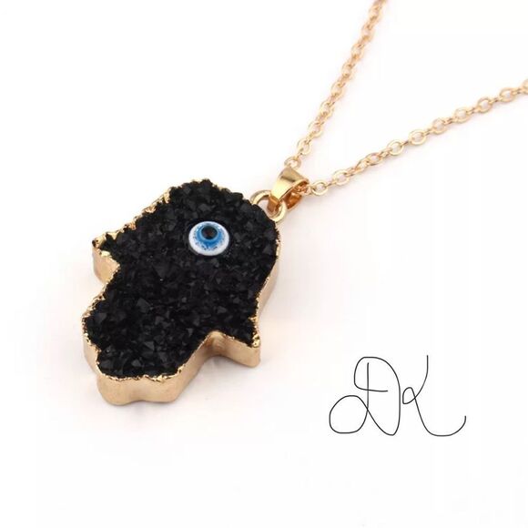 BLACK PALM EVIL EYE NECKLACE - Picture 7 of 11